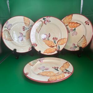 Home Wild Berries Ceramic Salad Dessert Plates Set of 4 Hand Painted Italy